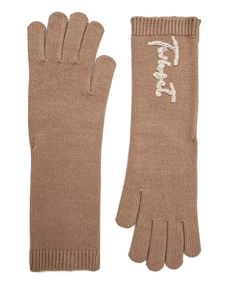 Twin-Set embroidered-detail gloves - Braun Braun