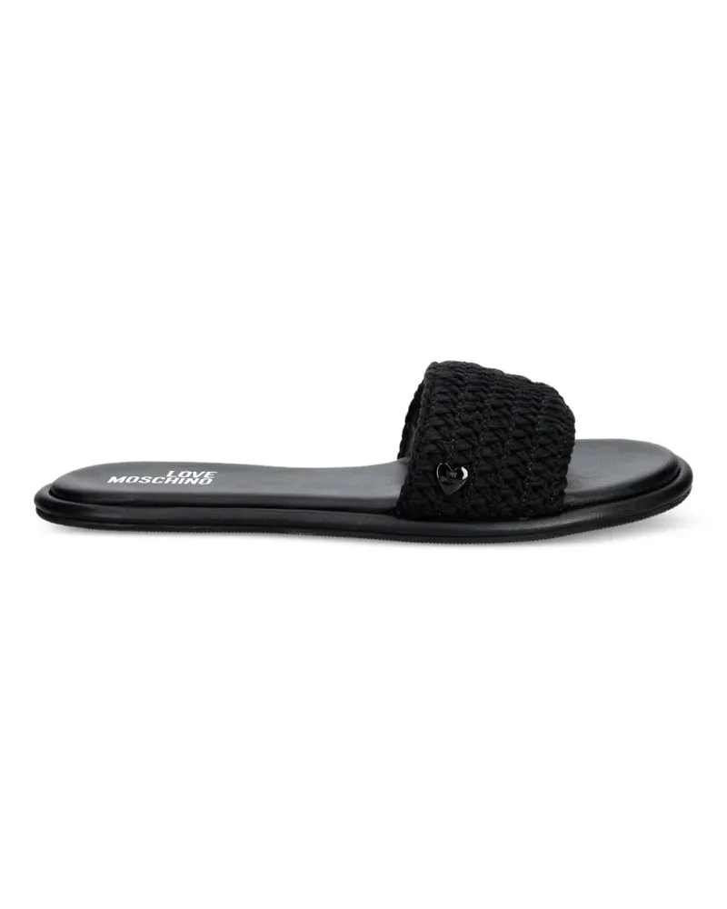 Moschino woven heart-plaque slides - Schwarz Schwarz