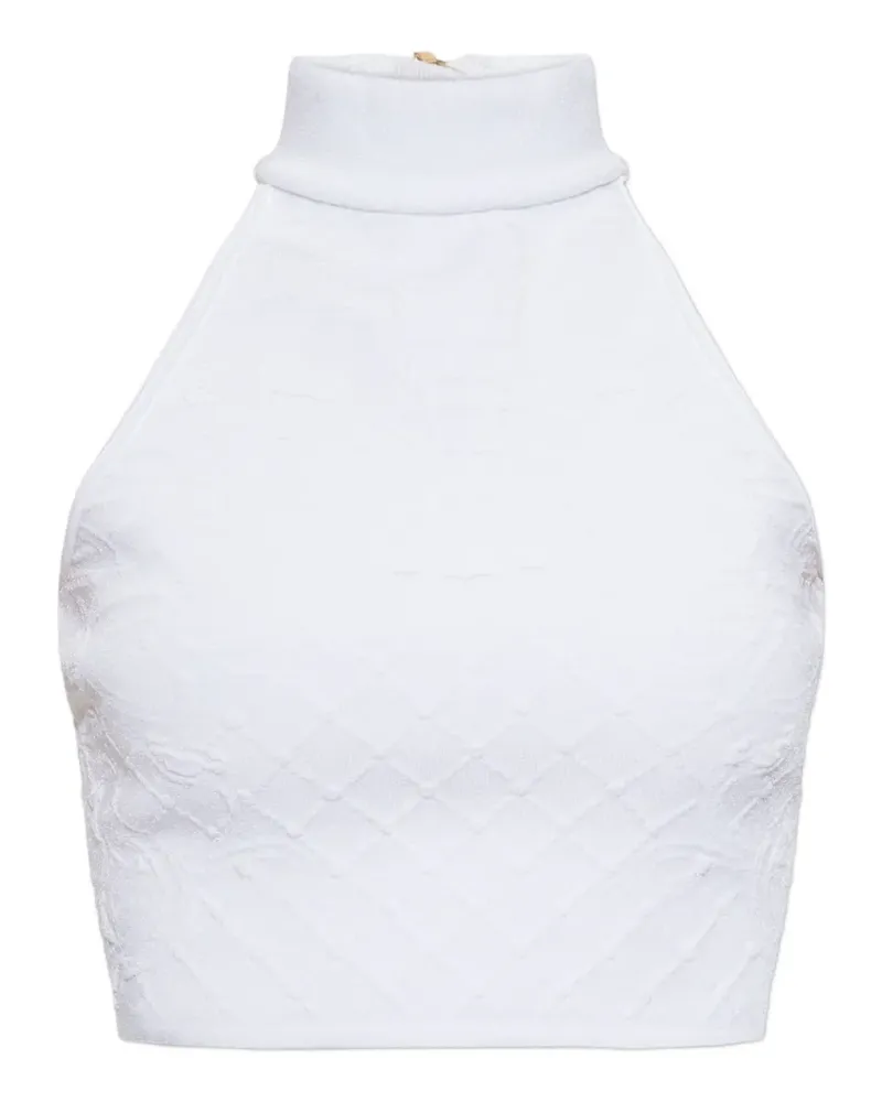 Balmain Rollkragenoberteil aus Jacquard-Strick - Weiß Weiß