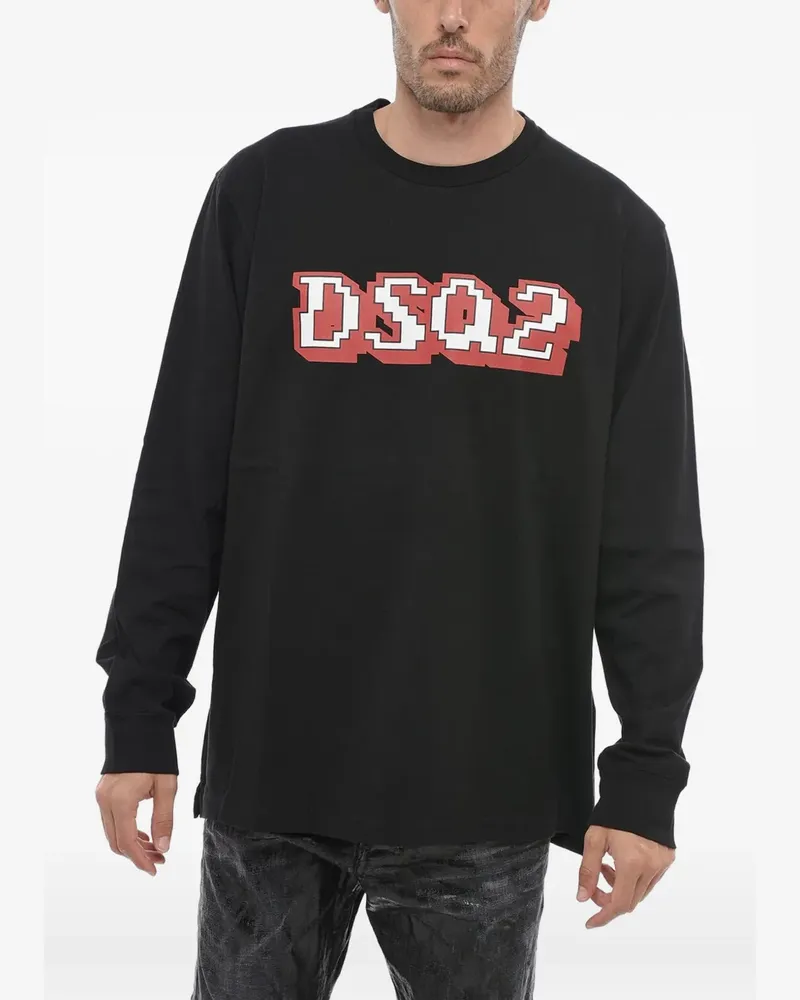 Dsquared2 Langarmshirt mit Logo-Print - Schwarz Schwarz