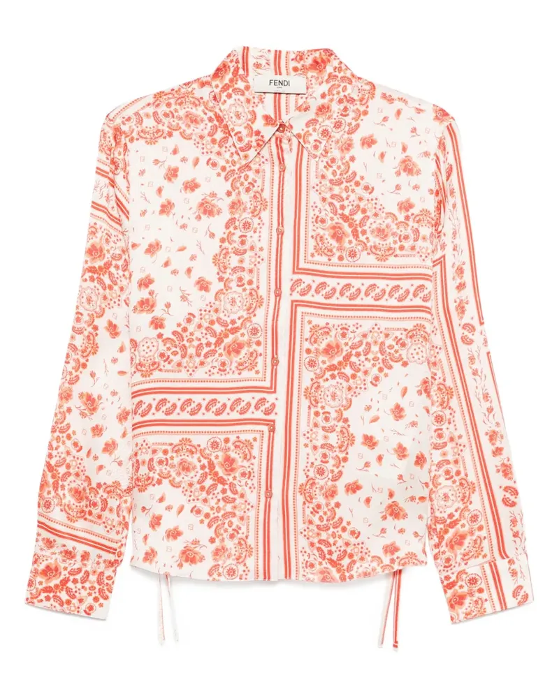 Fendi Seidenhemd mit Blumen-Print - Nude Nude