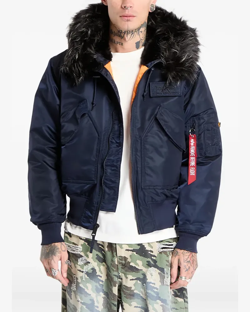 Alpha Industries hooded faux-fur jacket - Blau Blau