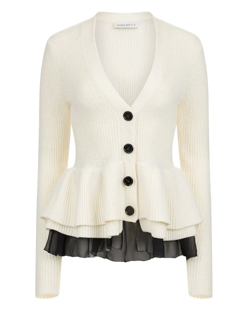 Nina Ricci Cardigan mit Rüschen - Weiß Weiß