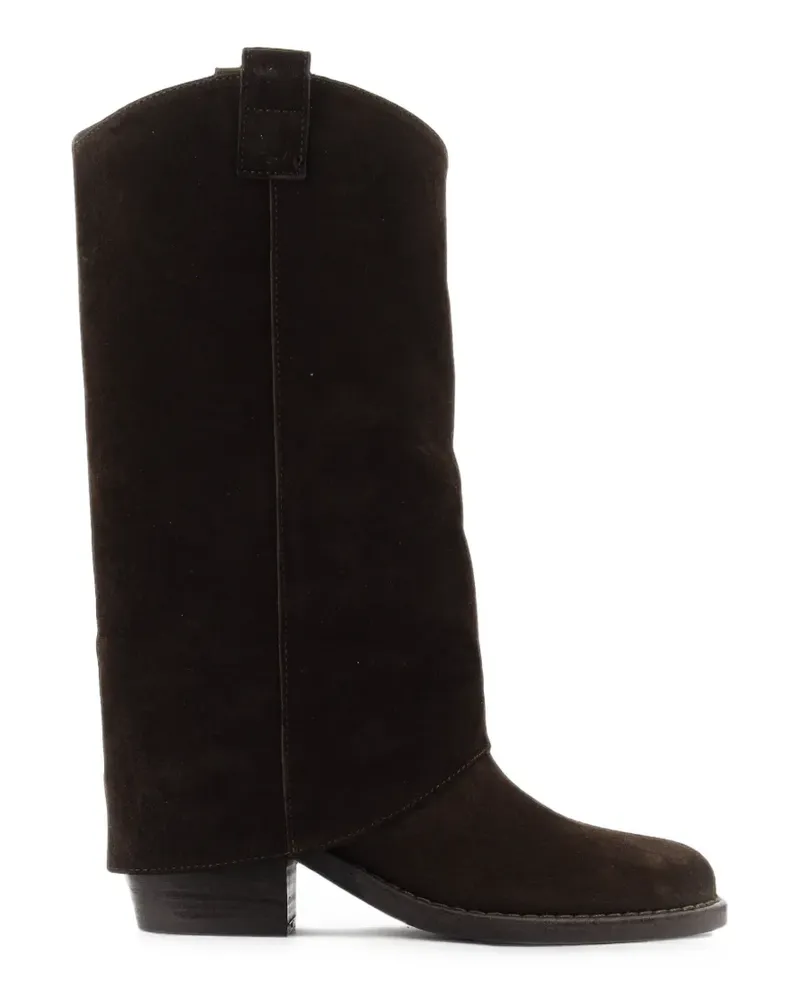 Paul Warmer Kniehohe Stiefel aus Wildleder mit Gamaschen-Overlay - Braun Braun