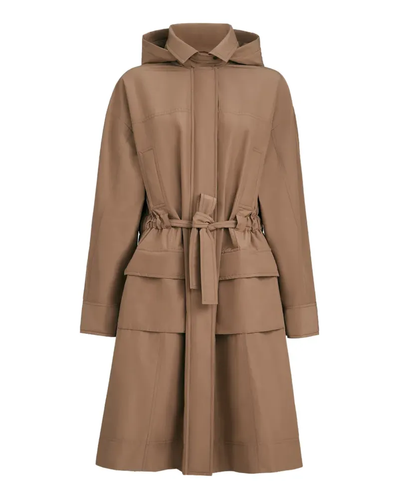 Brunello Cucinelli Mantel aus Techno-Baumwolltaffeta mit abnehmbarer Kapuze und glänzendem Reißverschluss-Schieber - Braun Braun