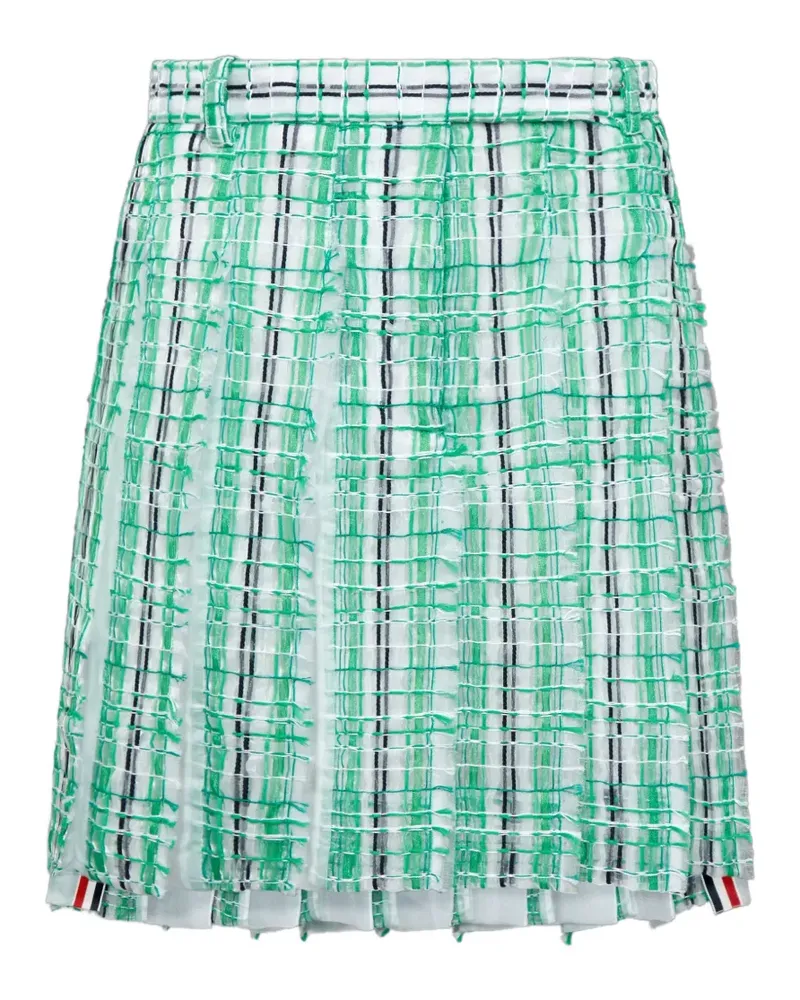 Thom Browne Gestreifter Tweed-Faltenrock - Grün Grün
