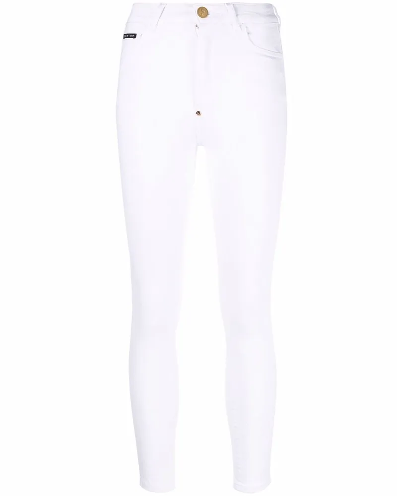 Philipp Plein Cropped-Skinny-Jeans Weiß