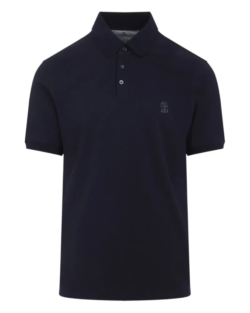 Brunello Cucinelli Poloshirt mit Stickerei - Blau Blau