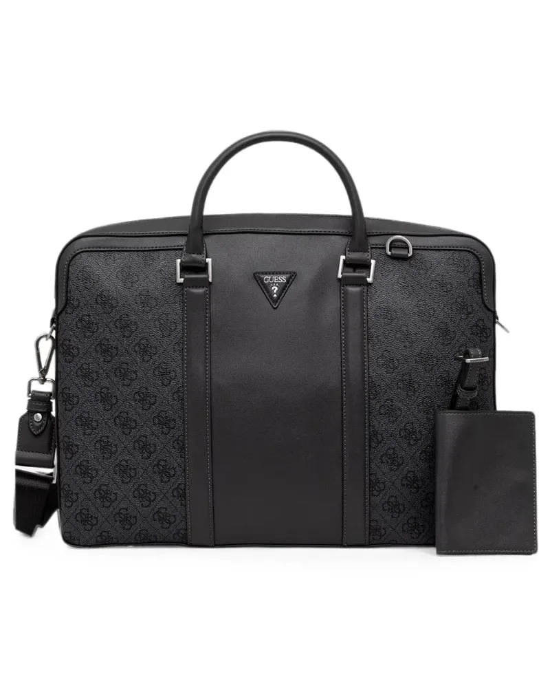 Guess monogram-print logo-plaque holdall - Schwarz Schwarz