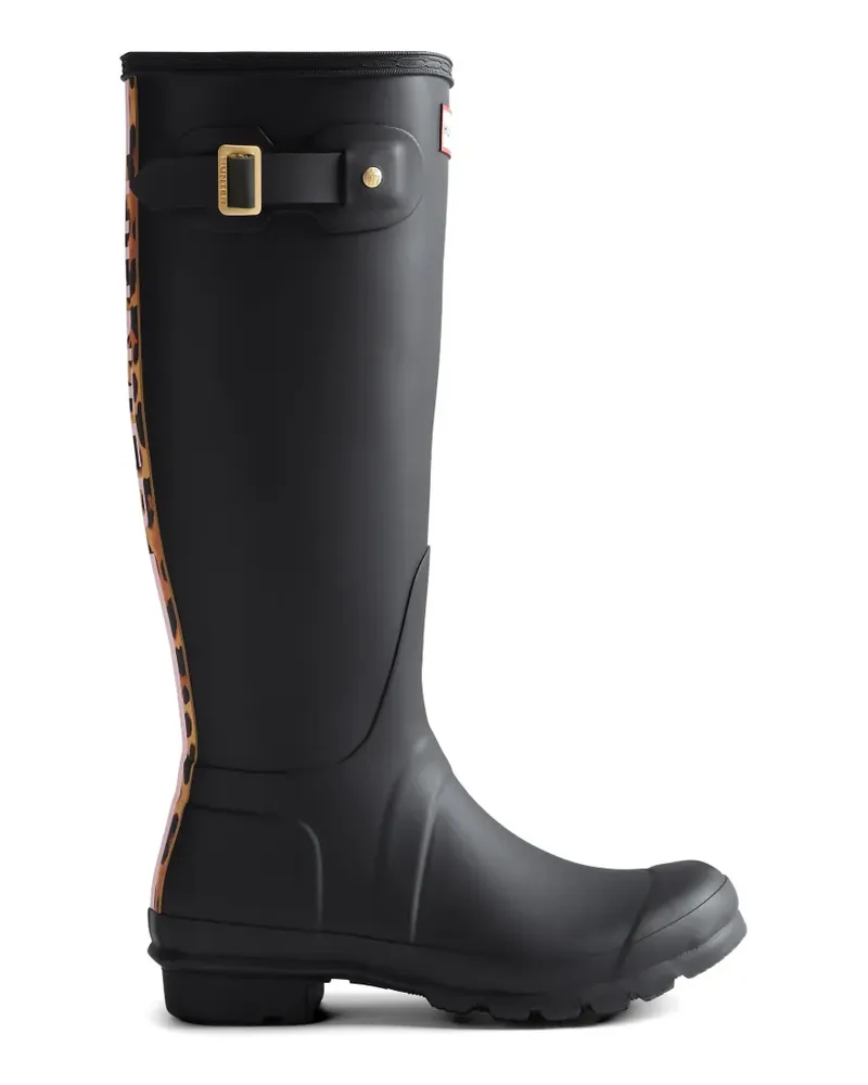 Hunter leopard-print-backstrap boots - Schwarz Schwarz
