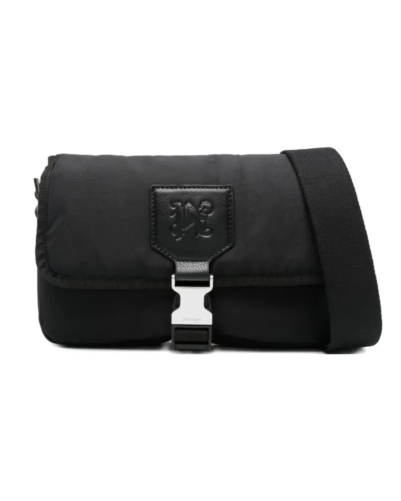 Palm Angels Schultertasche mit Monogramm-Prägung - Schwarz Schwarz