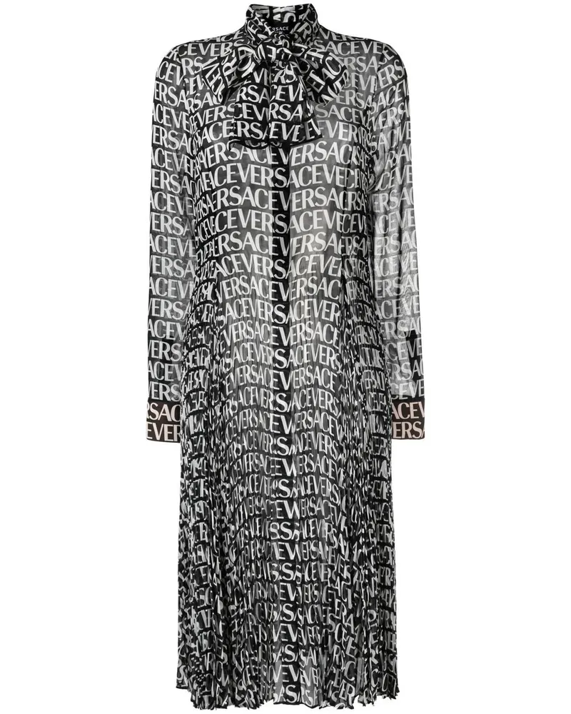 Versace Midikleid mit Logo-Print - Schwarz Schwarz