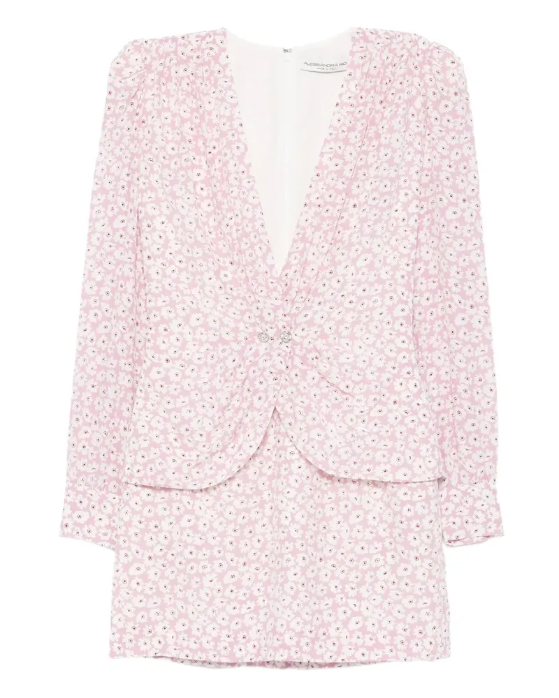 Alessandra Rich Minikleid mit Blumen-Print - Rosa Rosa
