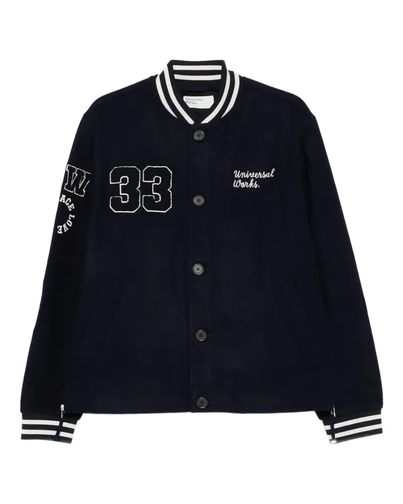 Universal Works number-embroidered ribbed-cuff jacket - Blau Blau