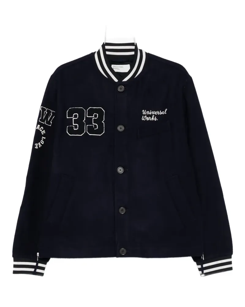 Universal Works number-embroidered ribbed-cuff jacket - Blau Blau