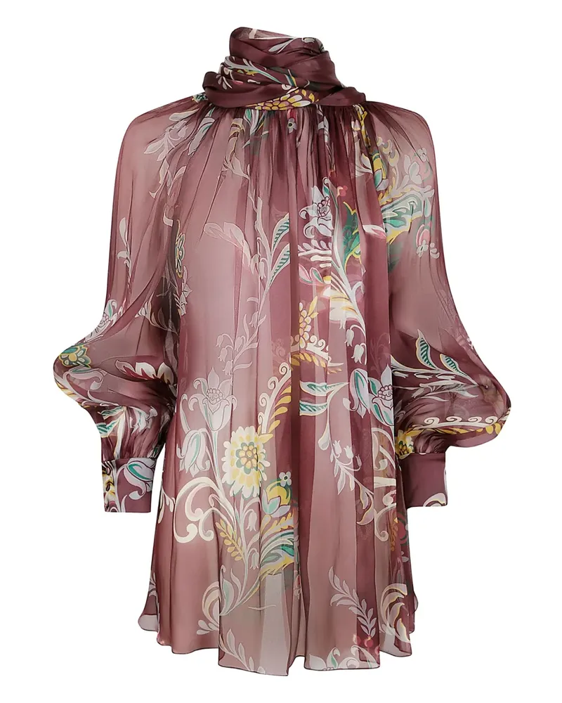 Etro Seidenoberteil mit Blumen-Print - Violett Violett