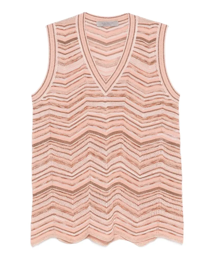 D.EXTERIOR chevron-knit metallic-thread top - Rosa Rosa