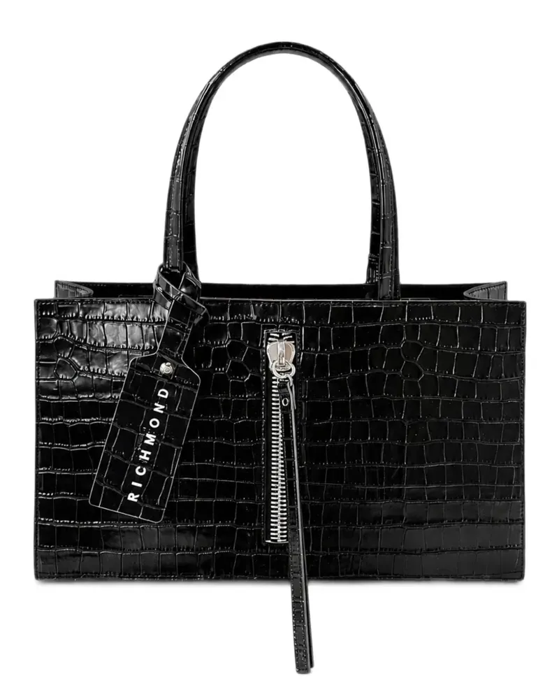 John Richmond Tote Bag mit Kroko-Optik - Schwarz Schwarz
