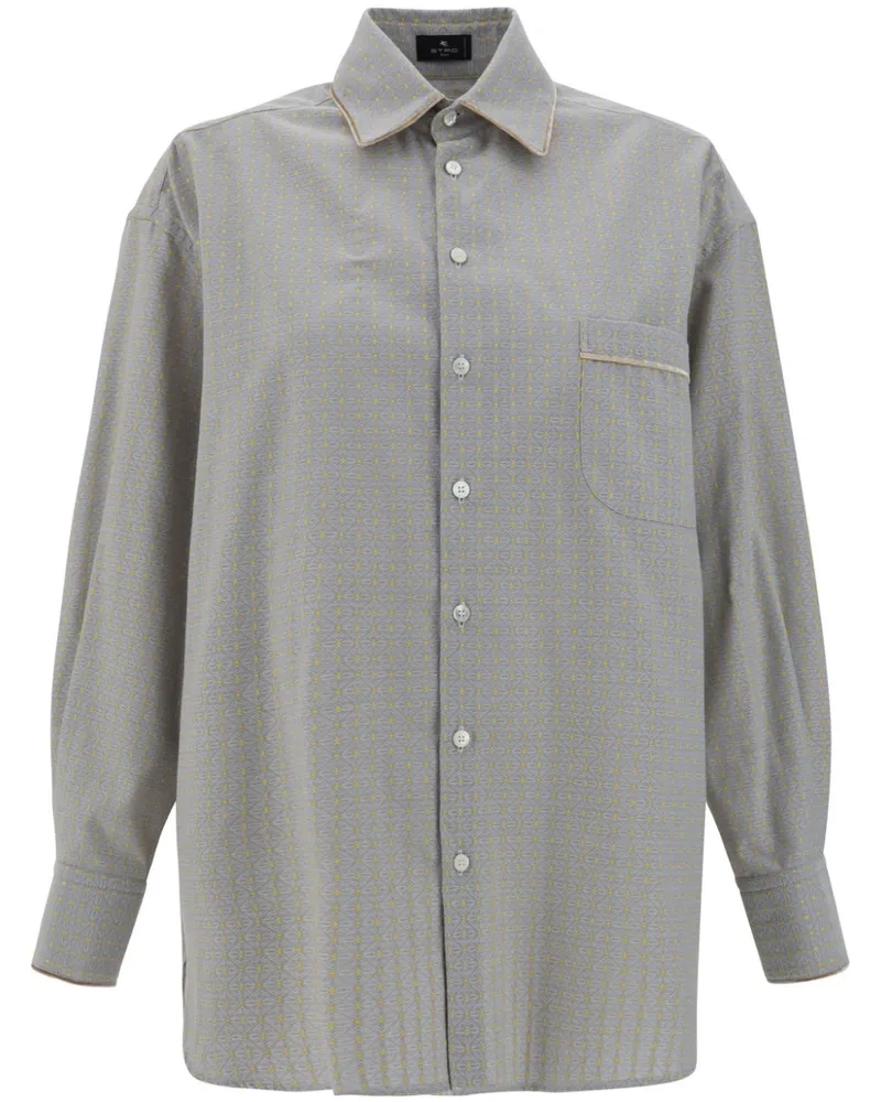 Etro Jacquard-Hemd - Grau Grau