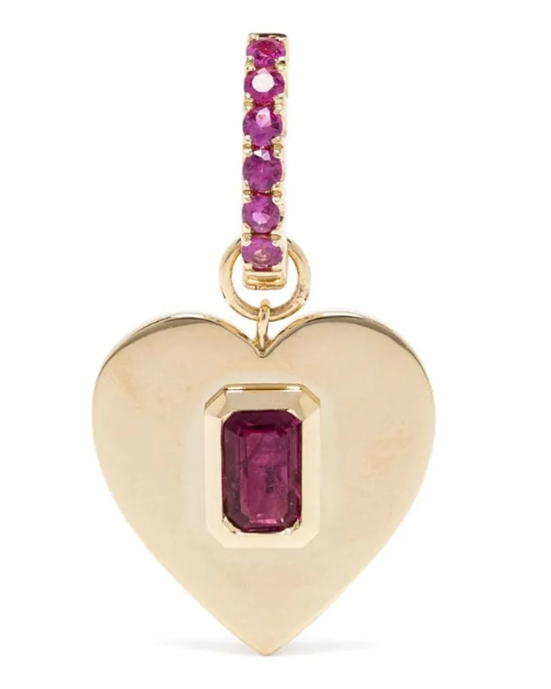 Roxanne First 14kt Heart Gelbgoldohrring mit Rubin Gold