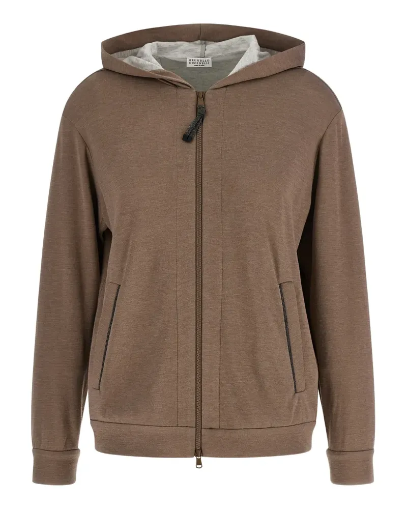 Brunello Cucinelli embroidered zip hoodie - Braun Braun