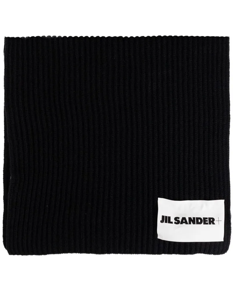 Jil Sander Schal mit Logo-Patch Schwarz