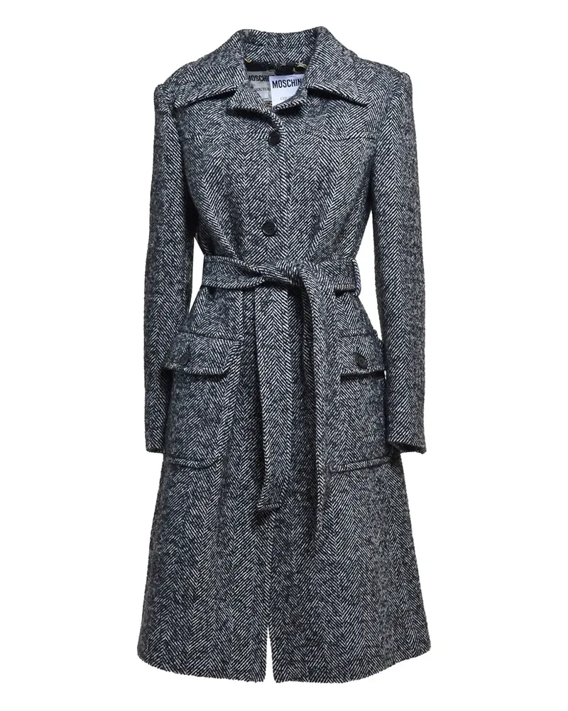 Moschino Mantel mit Fischgrätenmuster - Schwarz Schwarz
