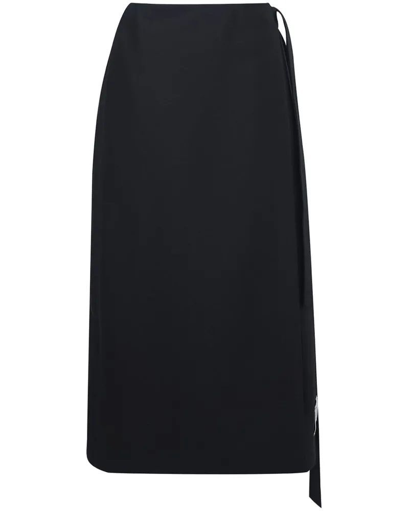 Ports 1961 Woll-Seiden-Midirock - Schwarz Schwarz