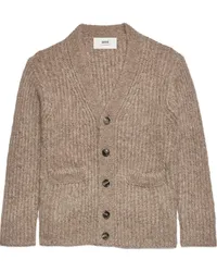 AMI Paris Gerippter Cardigan mit V-Ausschnitt Braun