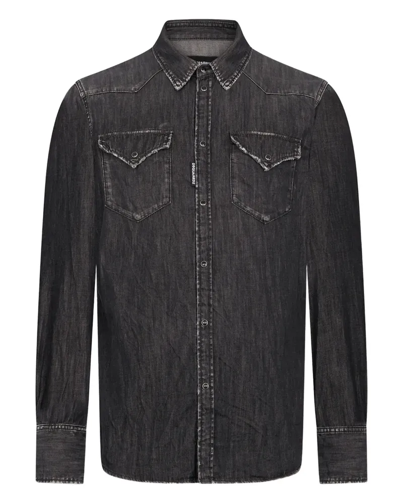 Dsquared2 Wash Westernhemd - Schwarz Schwarz