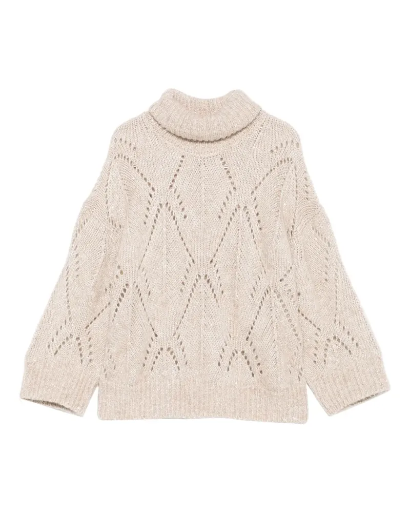 Peserico Gestrickter Rollkragenpullover mit Rautenmuster - Nude Nude