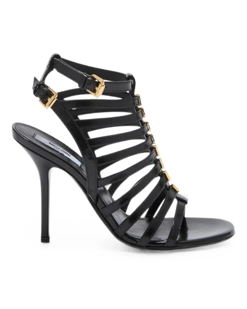 Moschino logo-lettering caged sandals - Schwarz Schwarz