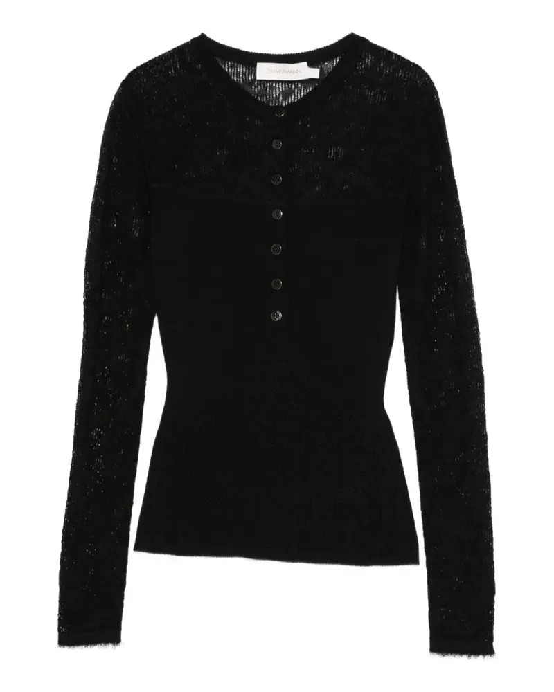 Zimmermann Gerippter Pullover mit Spitzeneinsätzen - Blau Blau