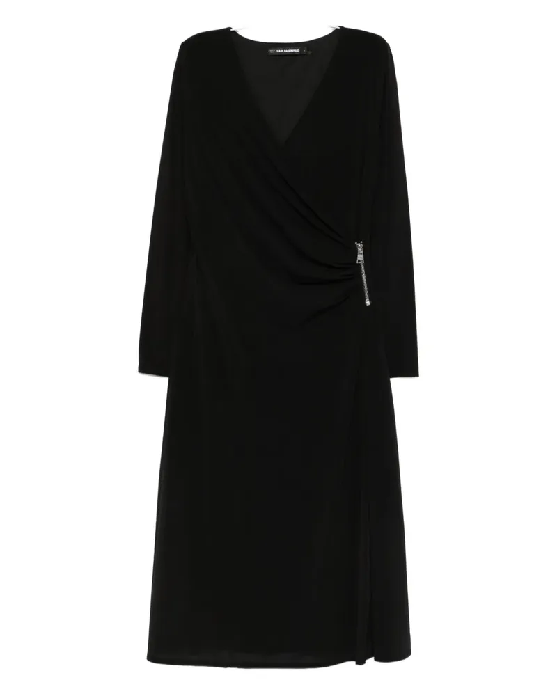 Karl Lagerfeld Wickelkleid mit Reißverschlussdetail - Schwarz Schwarz