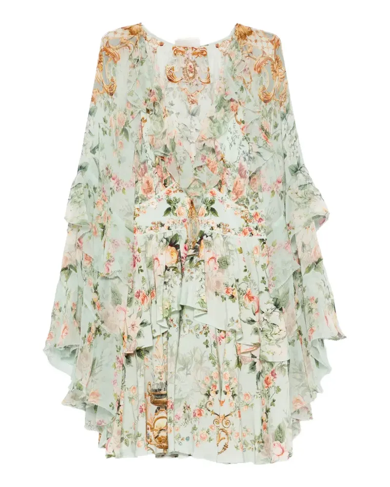 Camilla floral-print ruffled mini dress - Grün Grün