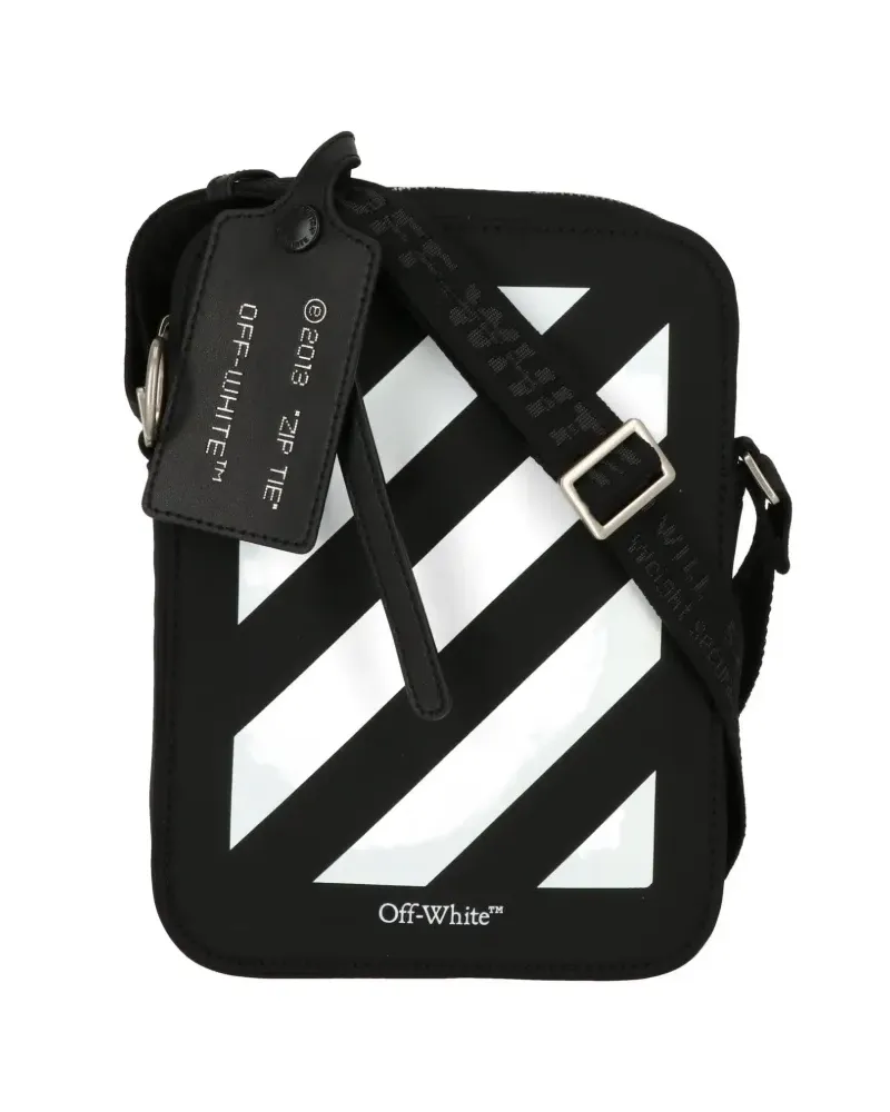 OFF-WHITE ZIp Tie Diagonals logo-print shoulder bag - Schwarz Schwarz