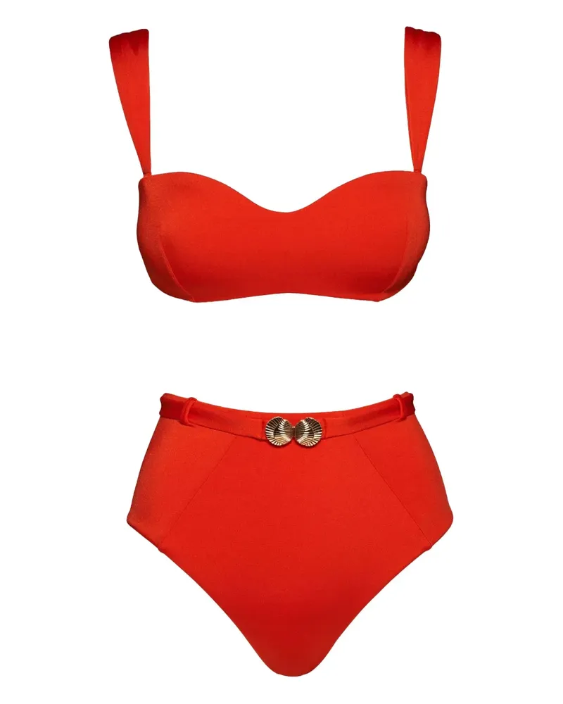 Noire Swimwear Bandeau-Bikini mit Muscheln - Rot Rot