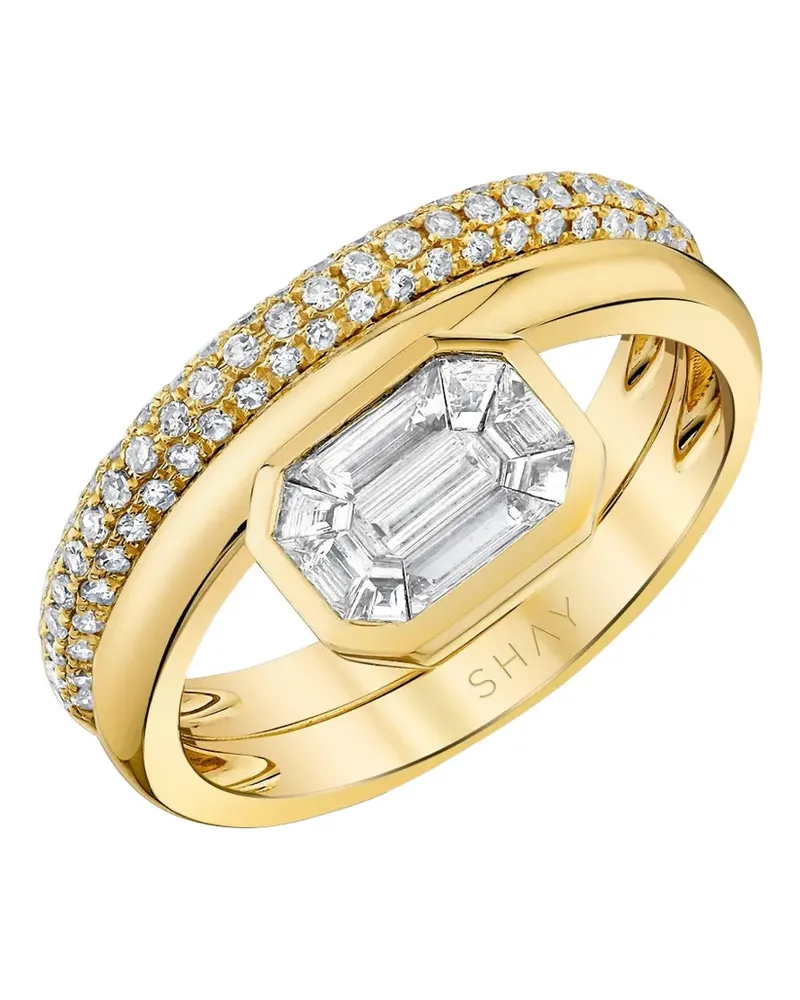 SHAY diamond bezel band ring - Gold Gold