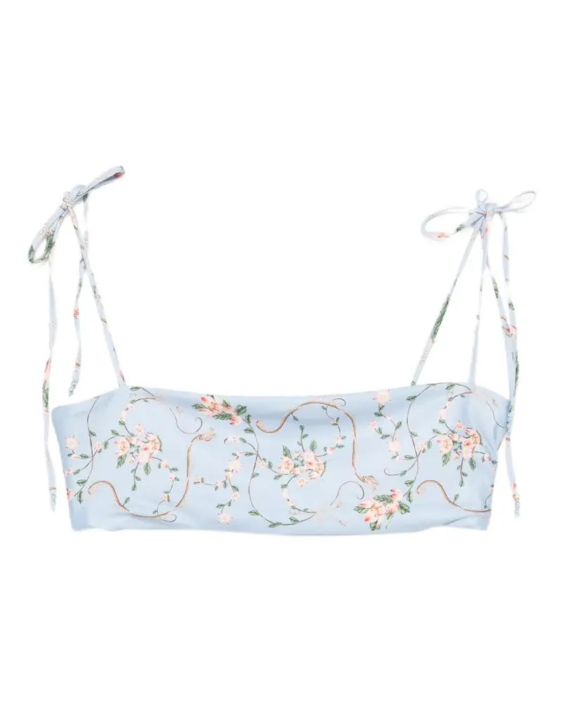 AGUA BENDITA Primavera Navegante floral-print bikini top - Blau Blau