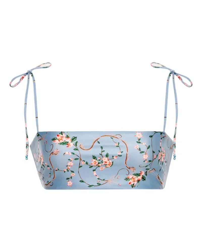AGUA BENDITA Primavera Navegante Bikinioberteil mit Blumenprint - Blau Blau