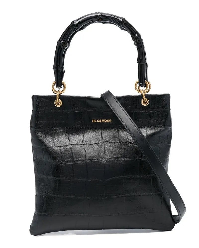 Jil Sander Umhängetasche mit Kroko-Effekt - Schwarz Schwarz