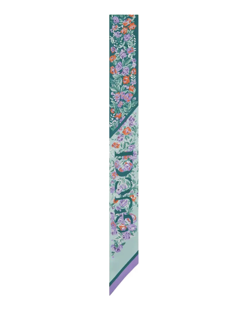 Gucci Twill-Schal mit Blumen-Print - Grün Grün