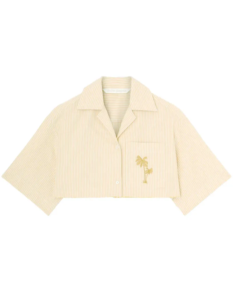 Palm Angels Cropped-T-Shirt mit Logo-Print - Nude Nude