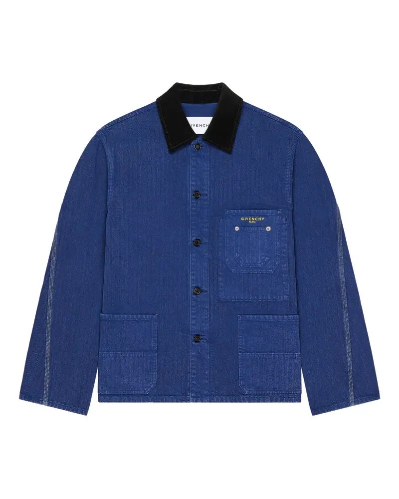 Givenchy Couture Seam Jeansjacke mit Fischgrätenmuster - Blau Blau