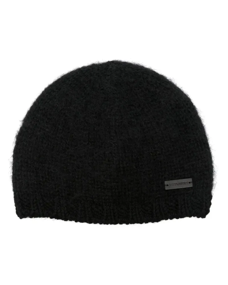 Saint Laurent Gebürstete Beanie - Schwarz Schwarz