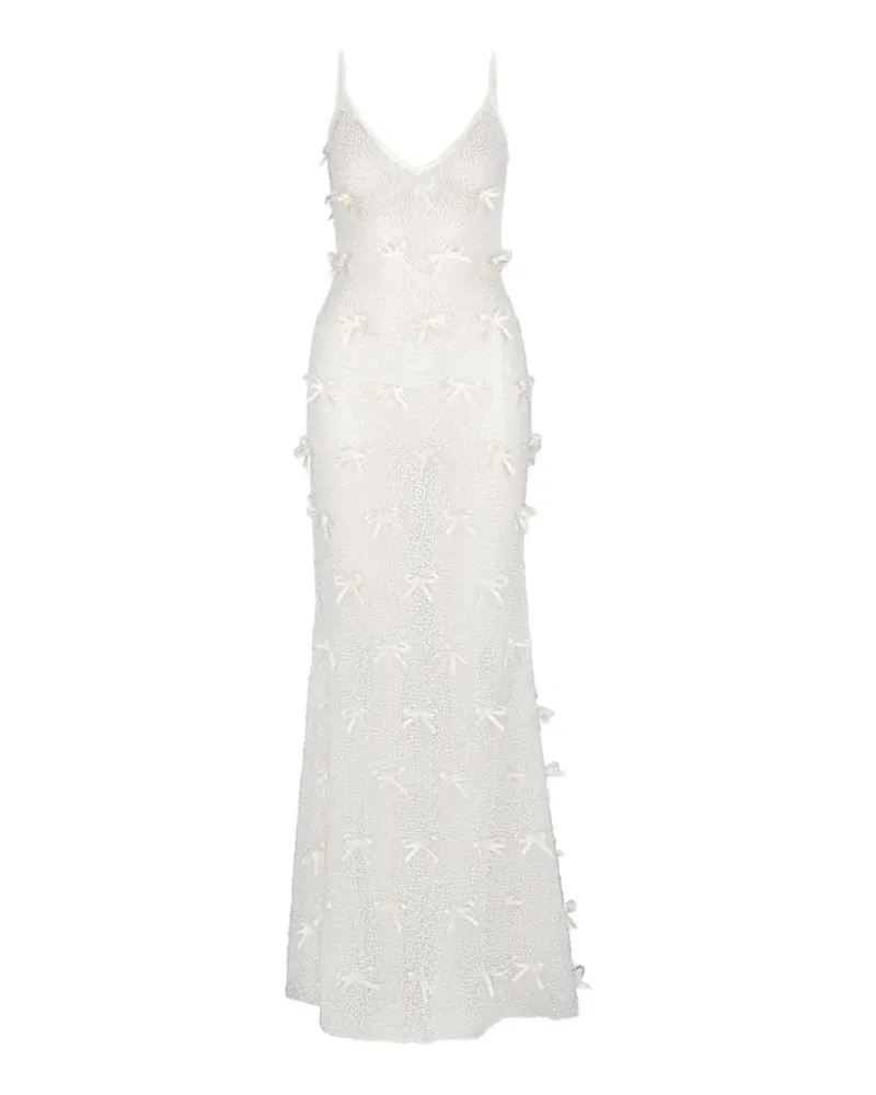 Atoir Genevieve bow-embellished sequinned maxi dress - Weiß Weiß