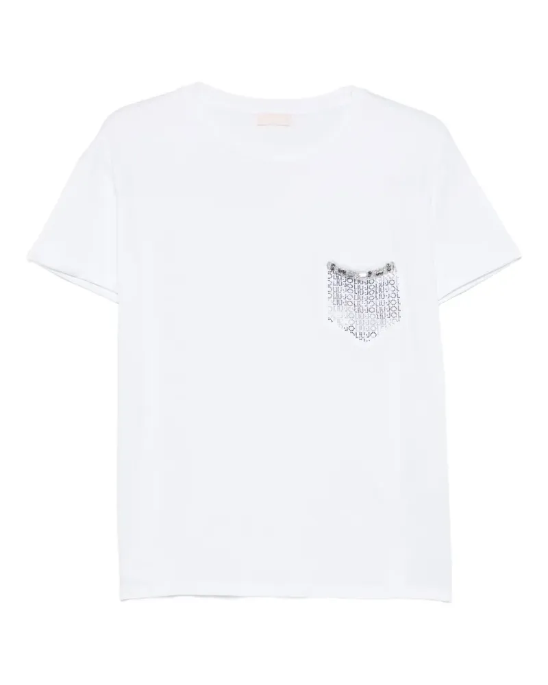 Liu Jo T-Shirt mit verzierter Tasche - Weiß Weiß