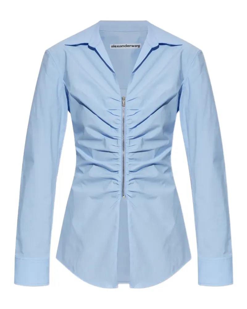 Alexander Wang zip-up ruched-detail shirt - Blau Blau