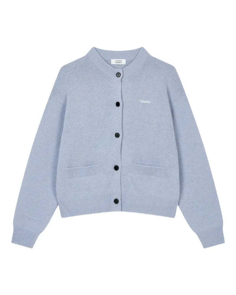 STUDIO TOMBOY logo-embroidered utton-front cardigan - Blau Blau