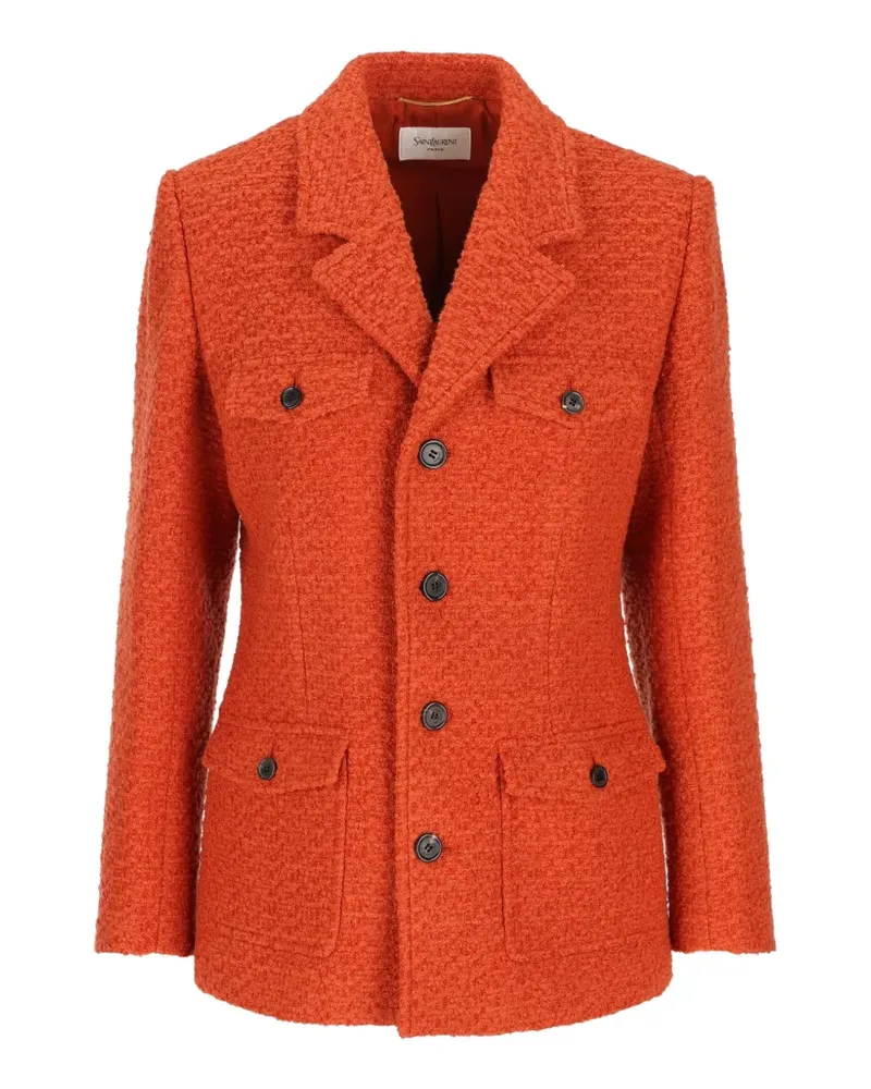 Saint Laurent Einreihige Jacke aus Tweed - Orange Orange
